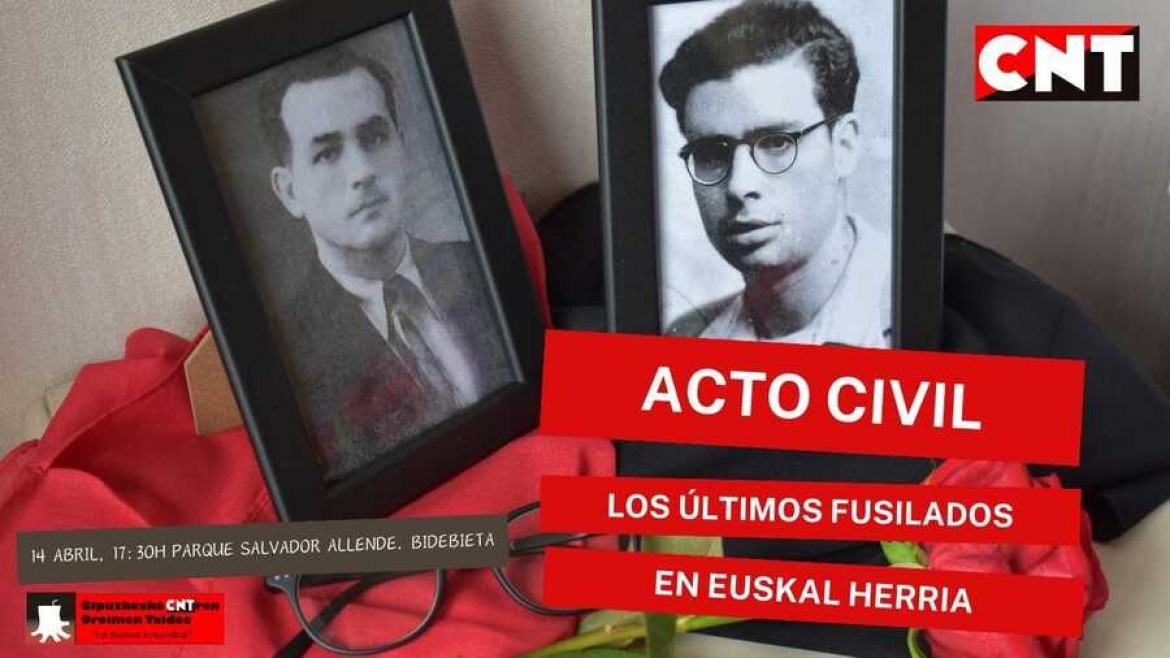 Homenaje a las 2 últimas personas fusiladas por el franquismo en Euskal Herria